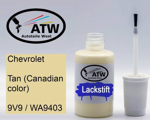 Chevrolet, Tan (Canadian color), 9V9 / WA9403: 20ml Lackstift, von ATW Autoteile West.